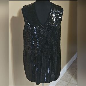 Addition Elle Black Sequined Tank Top Size 1X